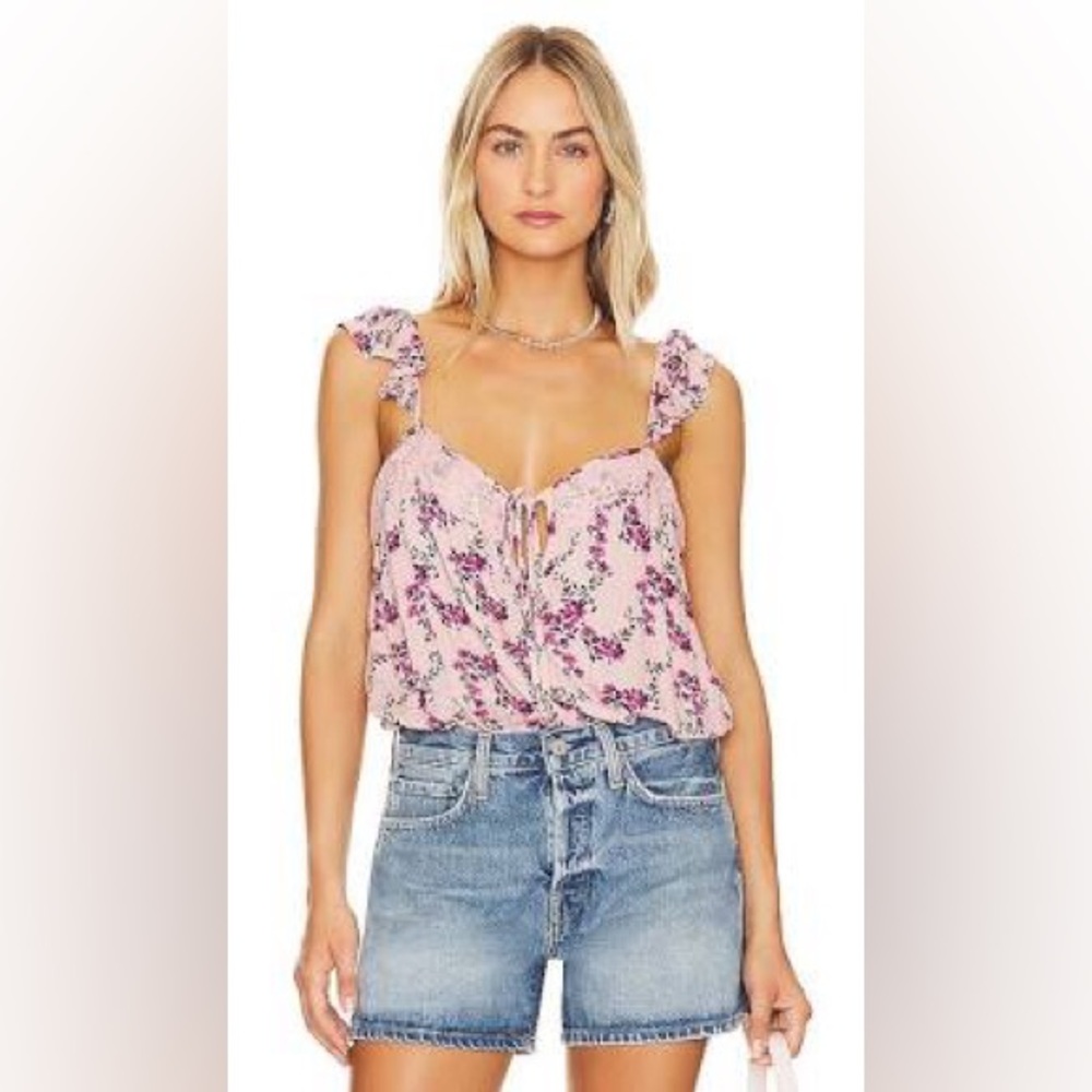Free People Take It Away Bodysuit in Pink Combo